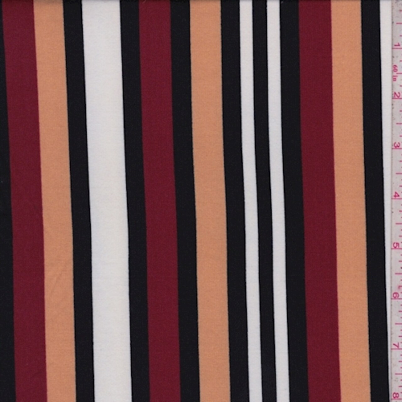 Beige/Wine/Black Stripe Double Brushed Jersey Knit Fabric By the Yard